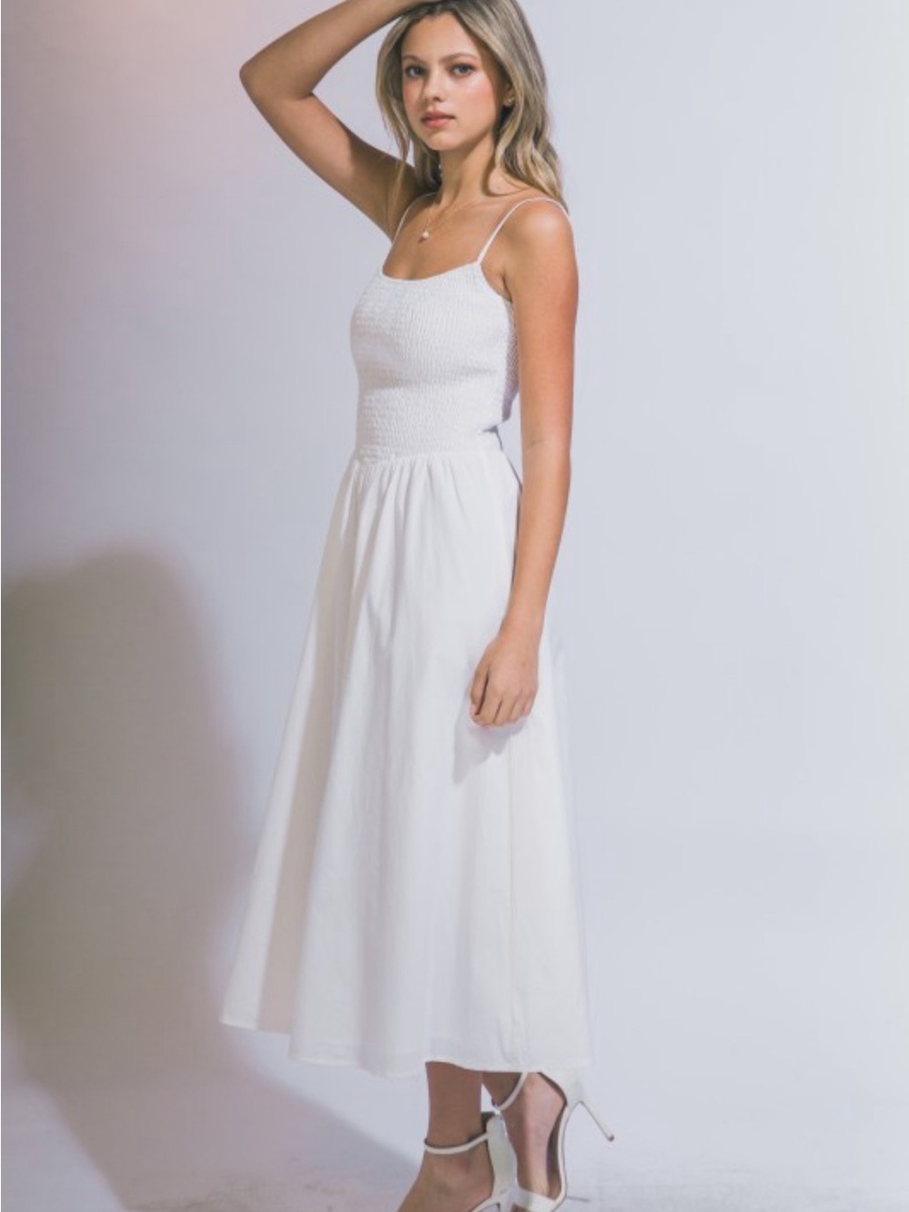 HYFVE White Smocked Bodice Maxi Dress - Picture 2 of 8